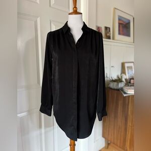 Express Black Button-Up Blouse - Tunic Length